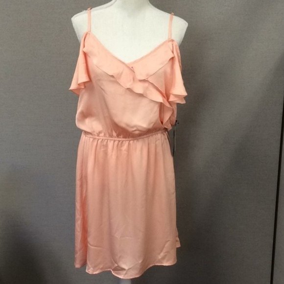 Most Collection Peach Thin Strap Ruffle Dress - Picture 1 of 5